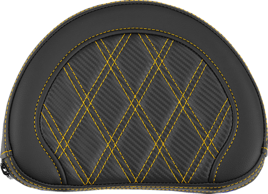Saddlemen Contour Gold Carbon Lattice Stitch Sissy Bar Backrest Pad for Harley