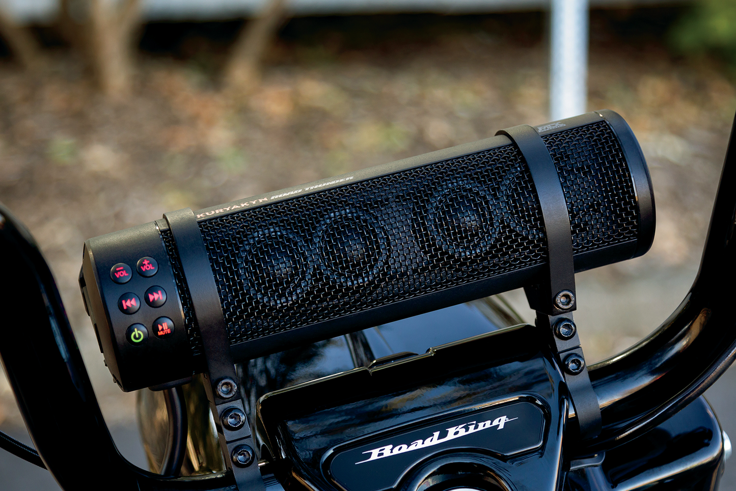 Kuryakyn 2720 Road Thunder Black 300w Handlebar Speaker Sound Bar for Harley