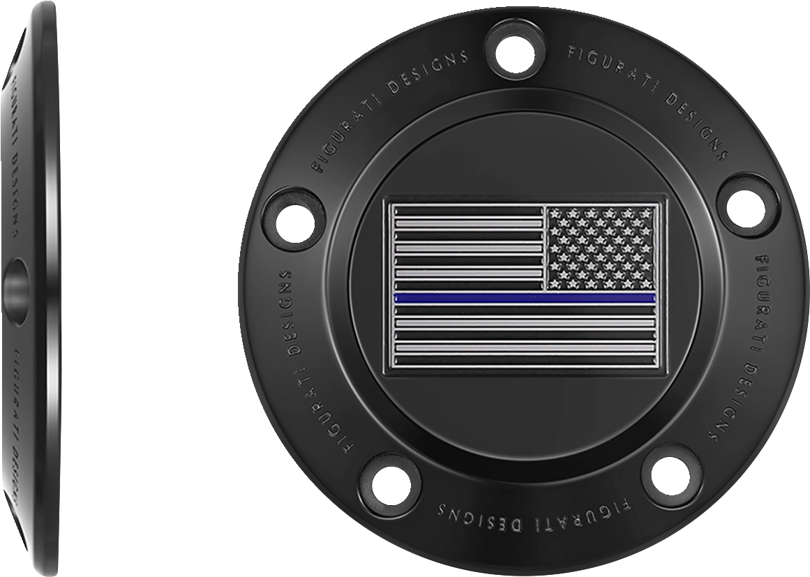 Figurati Designs Blue Line Flag Black Timing Cover for 1999-2017 Harley