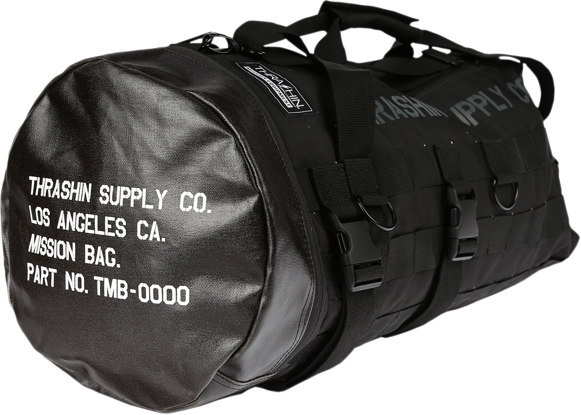 Thrashin Black Zipper Mission Sissybar Molle Webbing Duffle Bag for Harley