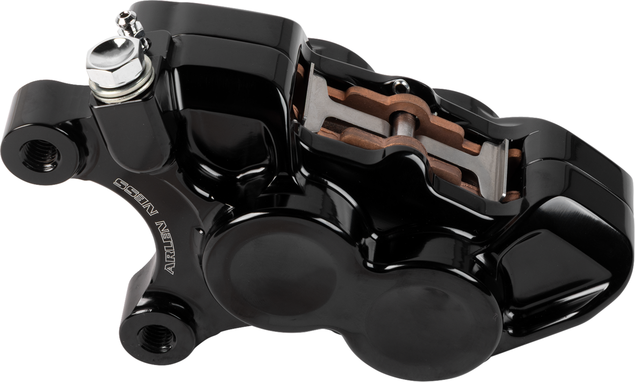 Arlen Ness Black 4-Piston Front Left Brake Caliper fits 2006-2025 Harley 11.8"