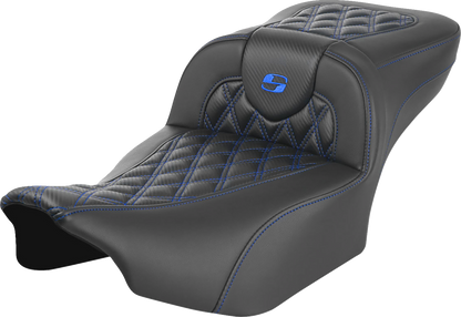 Saddlemen Roadsofa Blue Lattice Carbon Extended Gel Seat 2023-26 Harley Touring