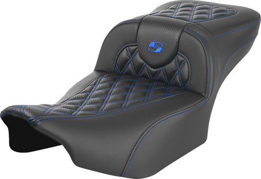 Saddlemen Roadsofa Blue Lattice Carbon Extended Gel Seat 2023-25 Harley Touring