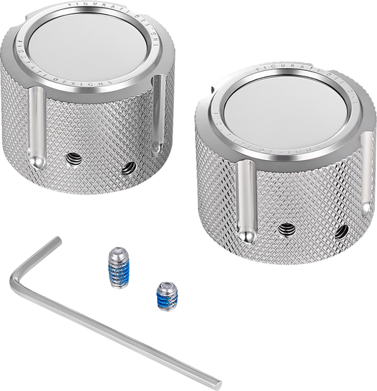 Figurati Designs Front Smooth Axle Nut Chrome Covers for 2002-2022 Harley