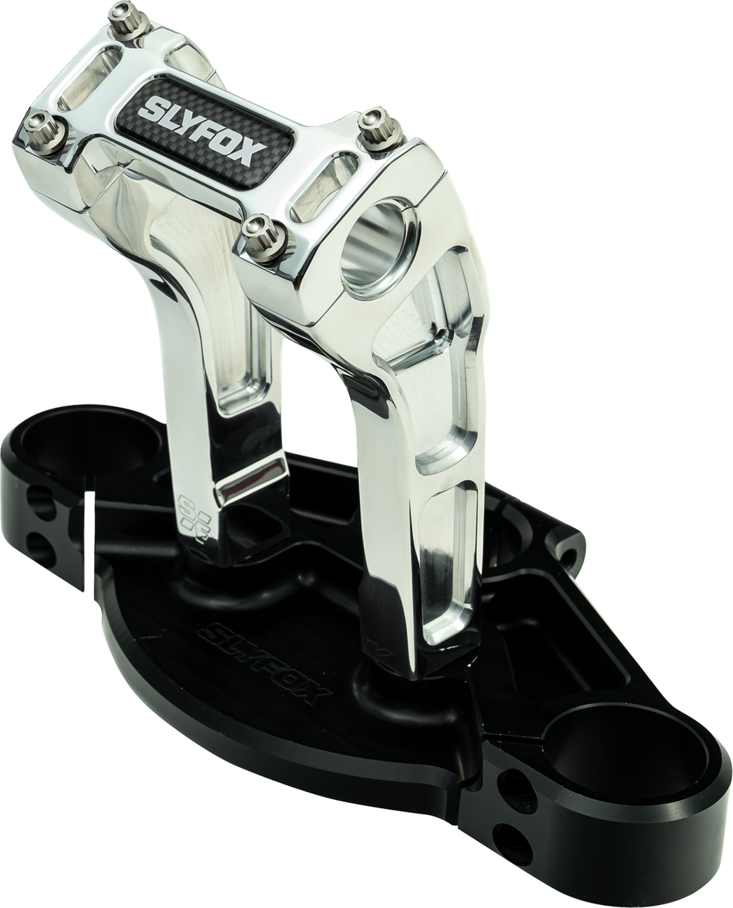 Slyfox Raw 6" Pullback Riser & Top Clamp Kit for Harley Davidson 1" Handlebars