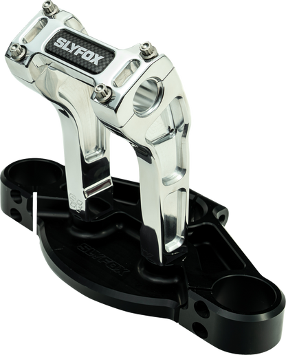Slyfox Raw 6" Pullback Riser & Top Clamp Kit for Harley Davidson 1" Handlebars