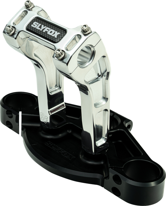 Slyfox Raw 6" Pullback Riser & Top Clamp Kit for Harley Davidson 1" Handlebars