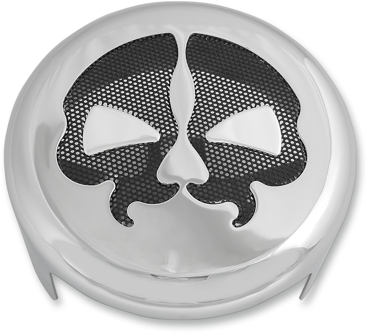 Drag Specialties Chrome Black Skull Horn Cover 2017-2024 Harley Softail Touring