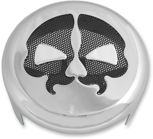 Drag Specialties Chrome Black Skull Horn Cover 2017-2024 Harley Softail Touring