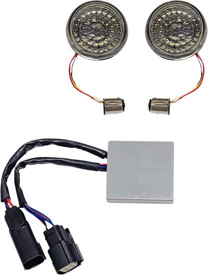 Custom Dynamics Amber Red LED Rear Bullet Turn Signals 2014-2024 Harley Touring