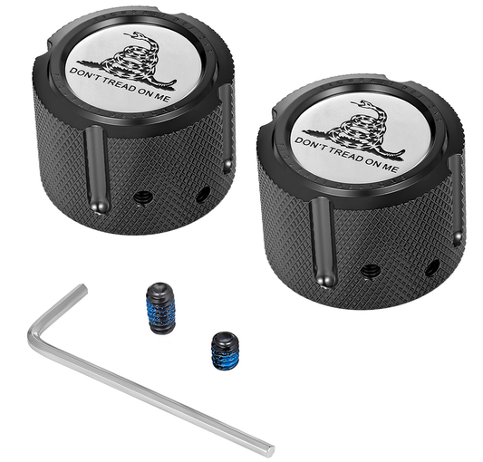 Figurati Designs Don't Tread Front Axle Nut Black Covers for 2002-2022 Harley