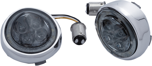 Ciro Fang Red LED Front Turn Signal Inserts 2000-2024 Harley Softail Touring