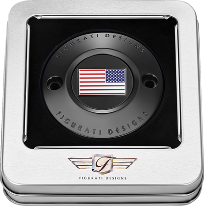 Figurati Designs American Flag Black Timing Points Cover for 2017-2023 Harley M8