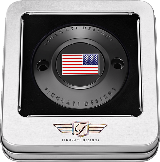 Figurati Designs American Flag Black Timing Points Cover for 2017-2023 Harley M8