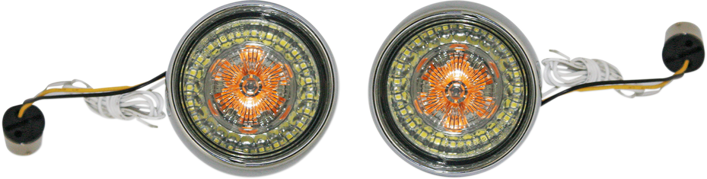 Custom Dynamics Chrome 1156 European Bullet Led Turn Signal Inserts for Harley
