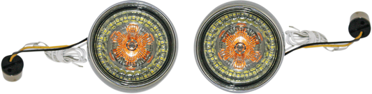 Custom Dynamics Chrome 1156 European Bullet Led Turn Signal Inserts for Harley