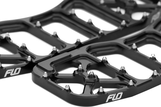 Flo V5 Black Spiked Driver Floorboards 1980-2024 Harley Softail Touring Models