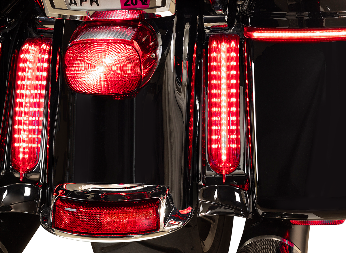 Ciro Black Rear Saddlebag Red LED Filler Panel Lights 2014-2024 Harley Touring