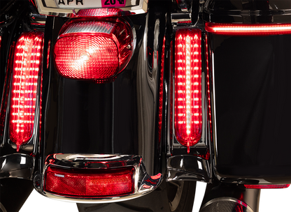 Ciro Black Rear Saddlebag Red LED Filler Panel Lights 2014-2024 Harley Touring