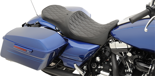 Drag Specialties Diamond Stitch Accepts Backrest Seat for 2008-24 Harley Touring