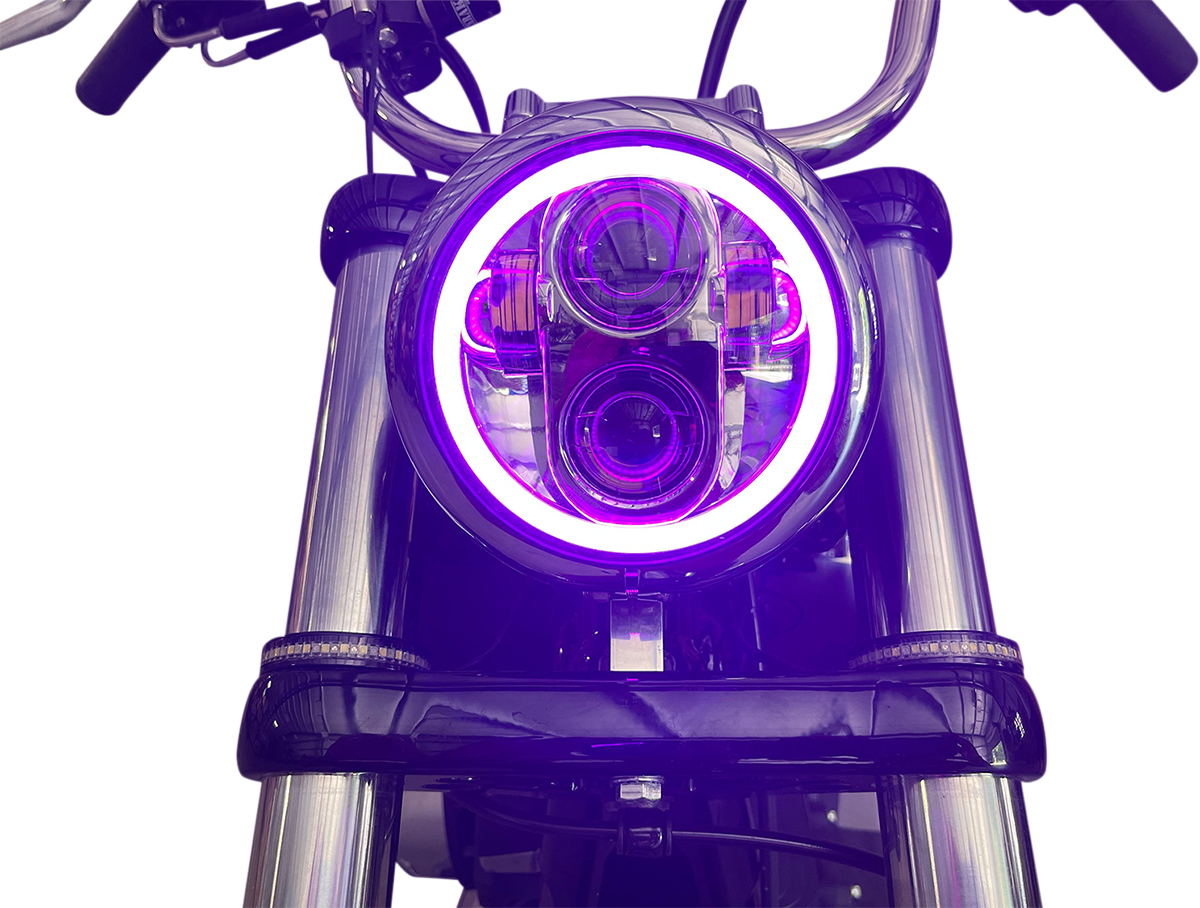 Custom Dynamics ProGLOW LED Chrome Headlamp with Color Halo for 1957-2022 Harley