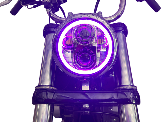 Custom Dynamics ProGLOW LED Chrome Headlamp with Color Halo for 1957-2022 Harley