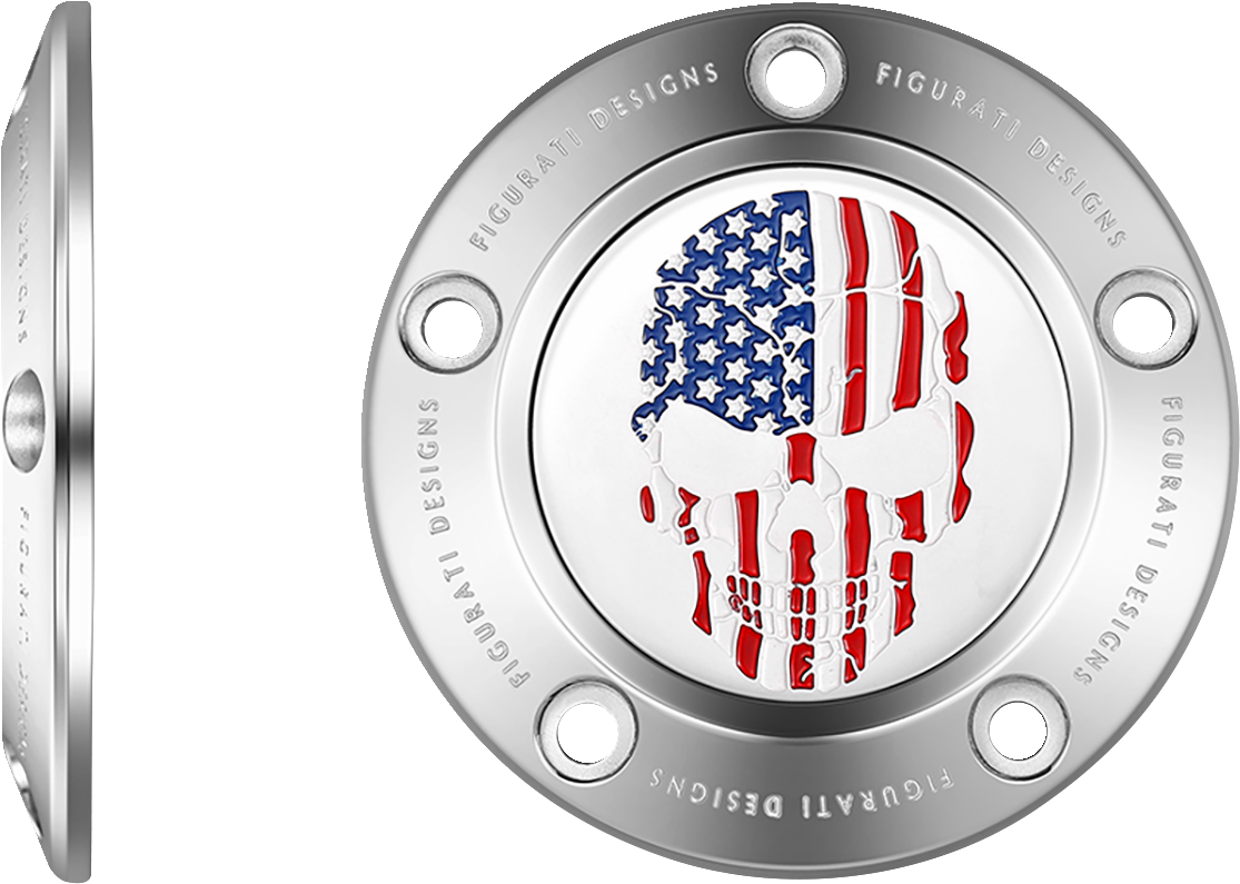 Figurati Designs Skull American Flag Timing Cover for 1999-2017 Harley Davidson