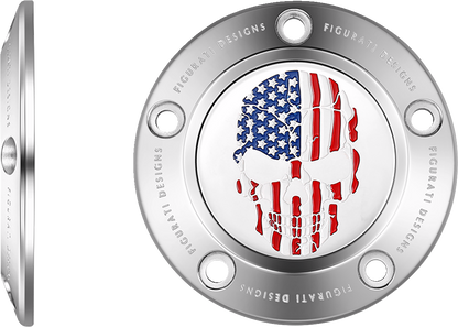 Figurati Designs Skull American Flag Timing Cover for 1999-2017 Harley Davidson