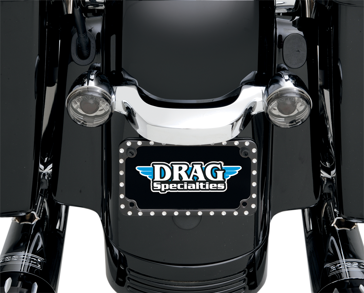 Covingtons Gloss Black CNC Dimpled Flat Motorcycle License Plate Frame Harley