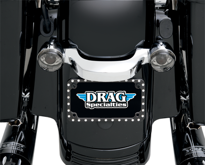 Covingtons Gloss Black CNC Dimpled Flat Motorcycle License Plate Frame Harley