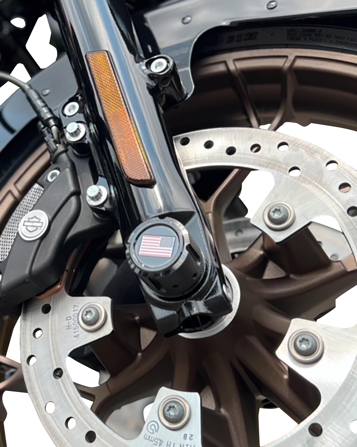 Figurati Designs American Flag Front Axle Nut Black Covers for 2002-2022 Harley