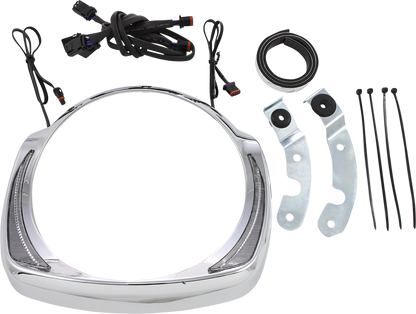 Ciro Fang Chrome Motorcycle LED Headlight Bezel 2014-2024 Harley Touring Models
