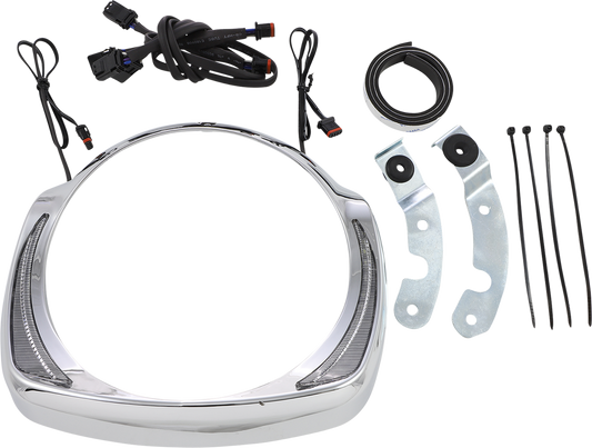 Ciro Fang Chrome Motorcycle LED Headlight Bezel 2014-2024 Harley Touring Models