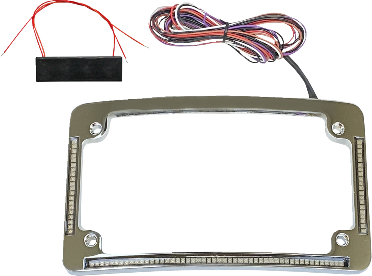Custom Dynamics 4x7 Curved LED Motorcycle License Plate Frame for Harley Models