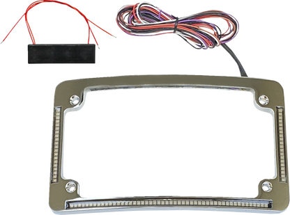 Custom Dynamics 4x7 Curved LED Motorcycle License Plate Frame for Harley Models