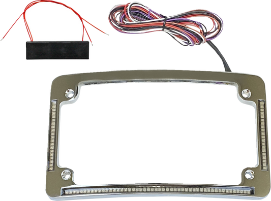 Custom Dynamics 4x7 Curved LED Motorcycle License Plate Frame for Harley Models