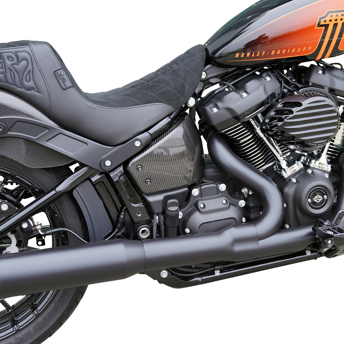 Arlen Ness Gloss Carbon Fiber Weave Side Cover Kit for 2018-2024 Harley Softail