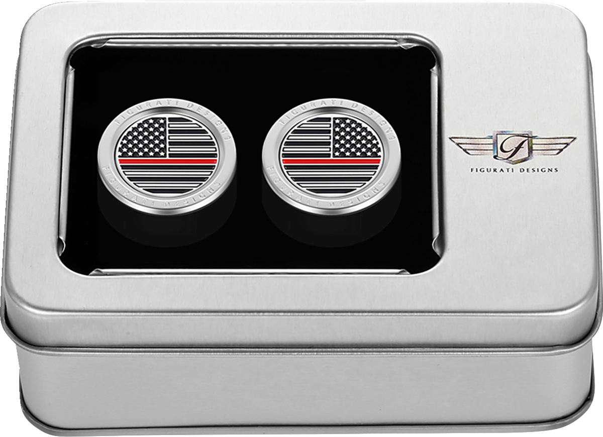 Figurati Designs Red Line Flag Short Magnetic Docking Hardware Covers for Harley