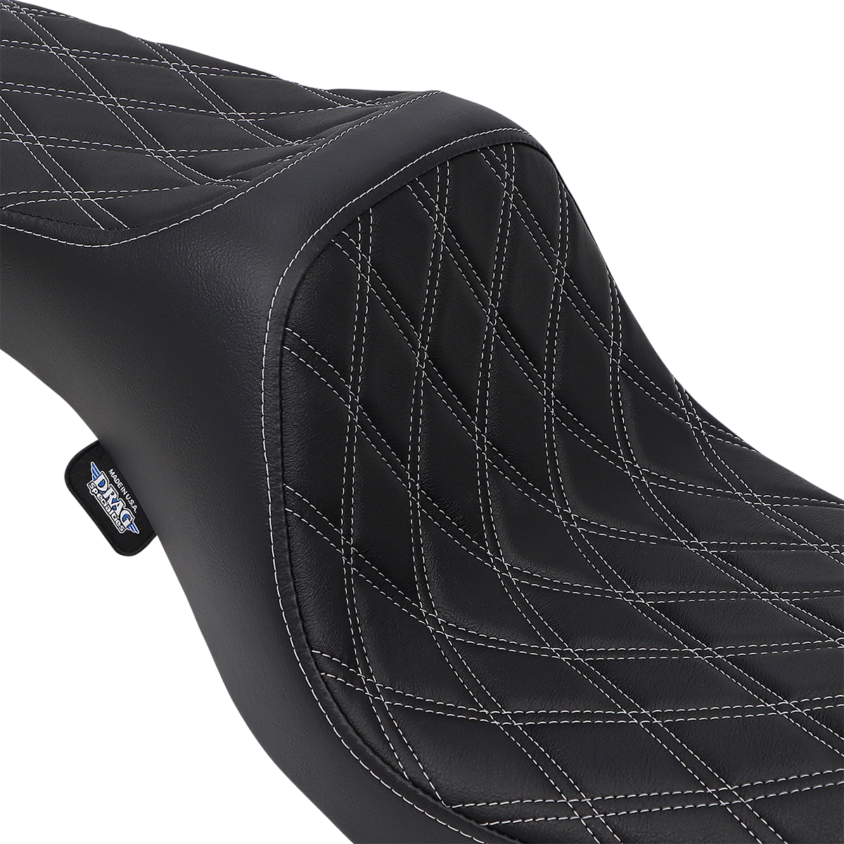 Drag Specialties Silver Diamond Stitch Predator Seat for 2006-2017 Harley Dyna