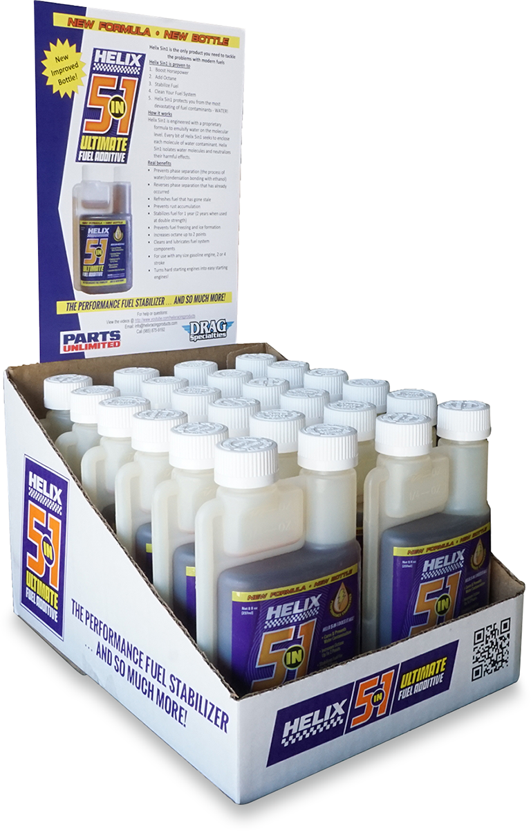 Helix 12 Pack 8oz Universal 5 in 1 Motorcycle Fuel Gas Treatment for Harley