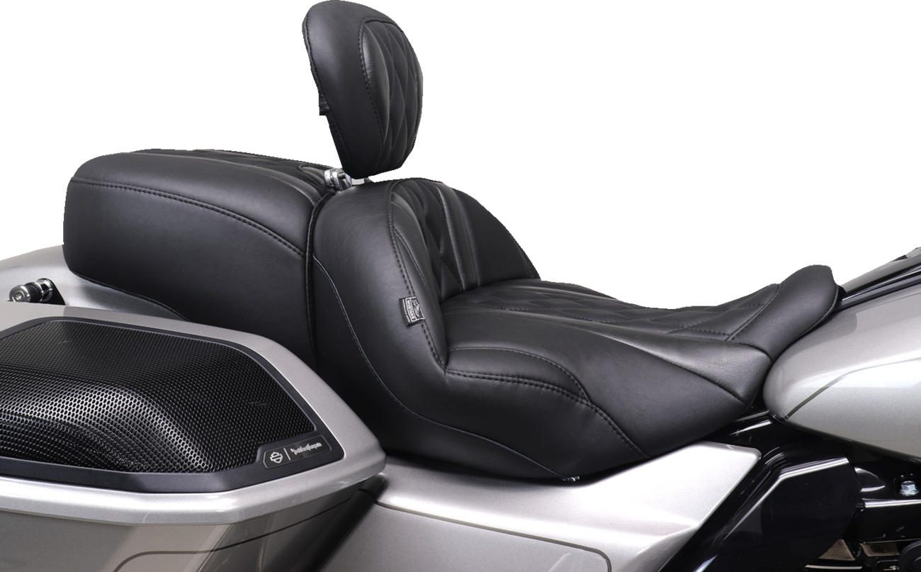 Mustang Deluxe Tour Black Diamond Driver Backrest for 2023-2026 Harley Touring