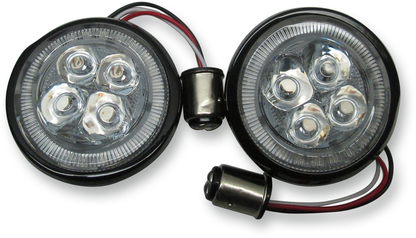 Ciro Fang Black Rear Dual LED Red Turn Signal Inserts fits 2007-2024 Harley