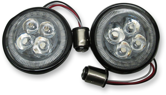 Ciro Fang Black Rear Dual LED Red Turn Signal Inserts fits 2007-2024 Harley