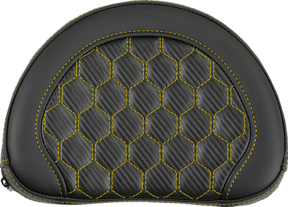 Saddlemen Contour Gold Carbon Honeycomb Stitch Sissy Bar Backrest Pad for Harley