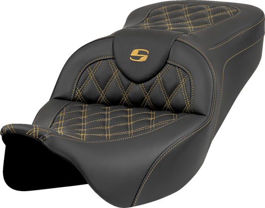 Saddlemen Roadsofa Gold Lattice Stitch Gel Seat fits 2008-2025 Harley Touring