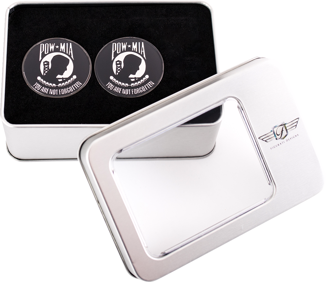 Figurati Designs POW-MIA Military Black Swingarm Covers for 1980-2025 Harley