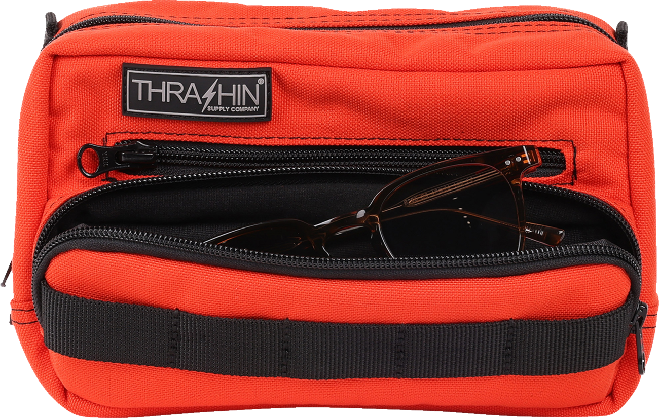 Thrashin Supply Orange Motorcycle Handlebar Storage Bag Plus for Harley THB-0028