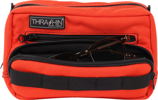 Thrashin Supply Orange Motorcycle Handlebar Storage Bag Plus for Harley THB-0028
