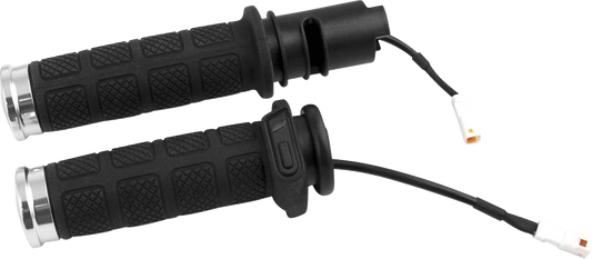 Koso Titan II Heated TBW Chrome Handlebar Grips for 23-26 Harley Touring Softail