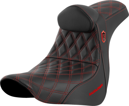 Saddlemen SDC Pro Series Red Lattice Seat & Backrest 2018-26 Harley Softail FXLR